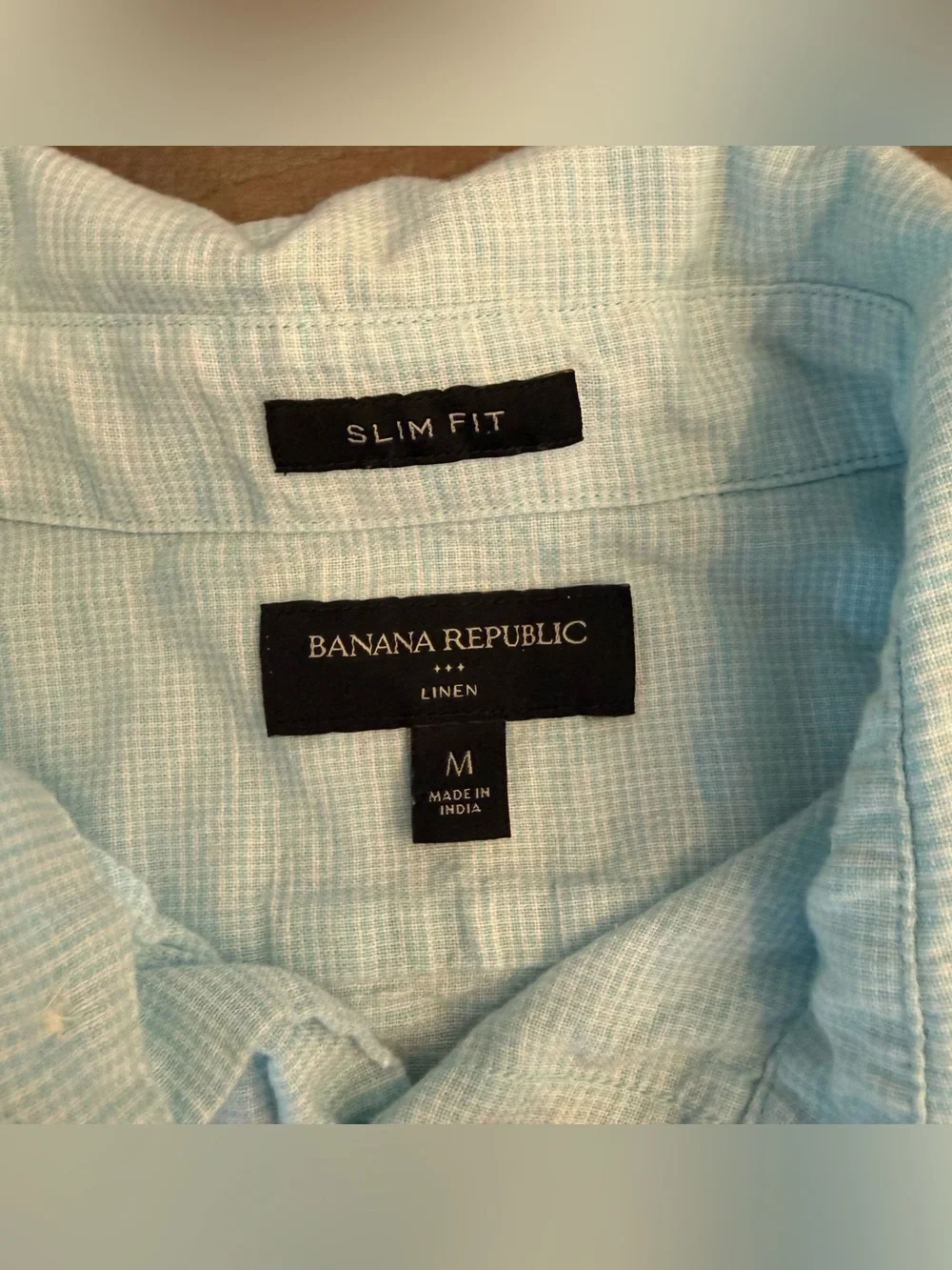 Banana Republic Slim Fit Men’s Linen Blend Button Up Shirt Sz Med Light blue